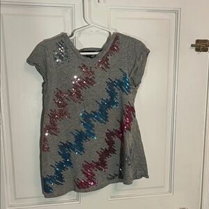 GAP Gray Tee with Pink and Blue Sequins